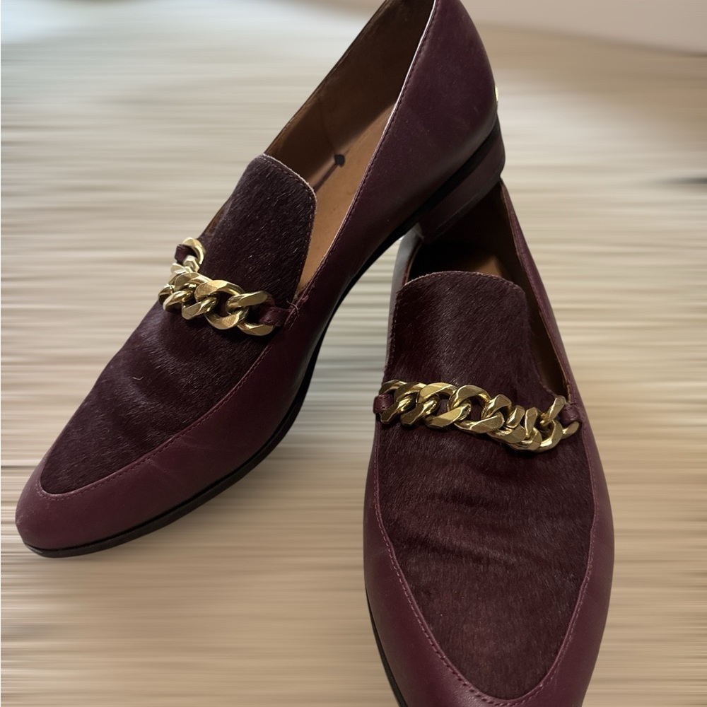 Calvin Klein Burgundy Loafers with Gold Accent